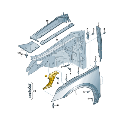 Support de fixation d'aile avant AUDI Q5 2017-