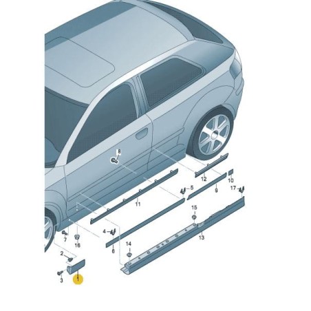 Baguette inférieure d'aile avant apprêtée Audi A3 2004-2013