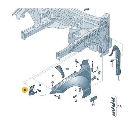 Support de fixation d'aile avant Audi A7 2011-2018