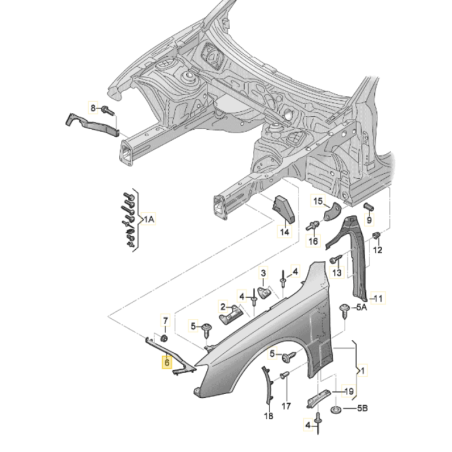 Support de garde-boue avant Audi A5 2008-2017