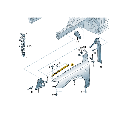 Support de garde-boue avant Audi Q3 2012-2018