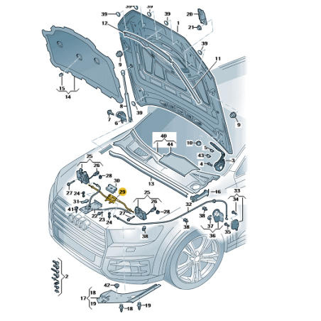 Câble de déverrouillage du capot avant Audi Q8