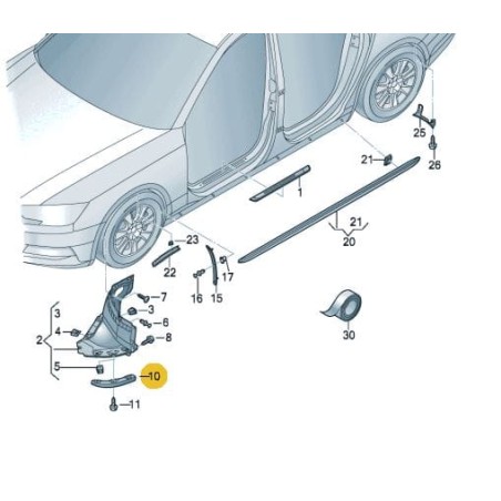 Enjoliveur de becquet de roue avant Audi A4 B9 2016-