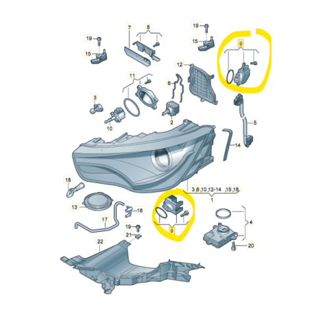 Kit de réparation dissipateur thermique LED phare Audi A1 2011-2014