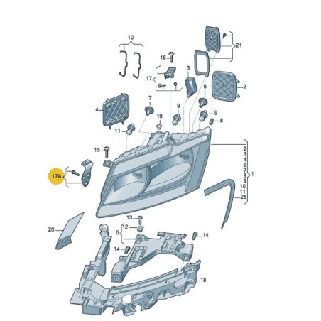 Support latéral de phare Audi Q5 2009-2012