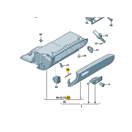 Axe de charnière pour rangement intérieur Audi A4 A6 Q7 Seat Exeo