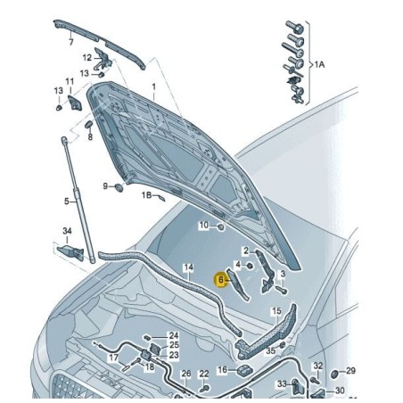 Cache charnière de capot Audi Q3 2012-2018