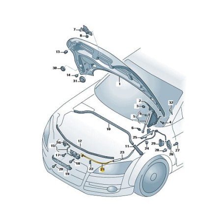 Câble de déverrouillage du capot avant Audi TT 2007-2014