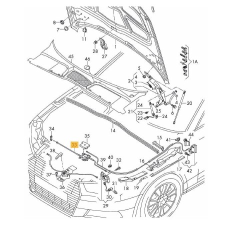 Câble Bowden de déverrouillage capot Audi A4 B9 Audi A5