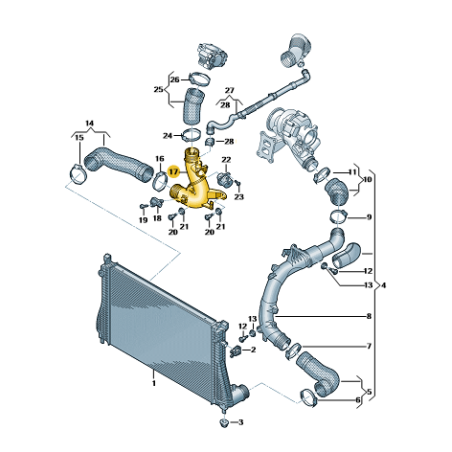 Durite de suralimentation d'air intercooler droite 2.0 TSI VW AUDI SEAT CUPRA