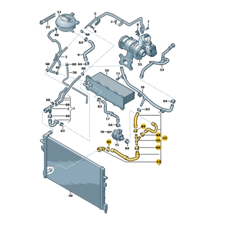 Tube inférieur de liquide de refroidissement 1.4 TSI A3 Golf VIII Skoda Octavia IV Seat Leon IV Formentor