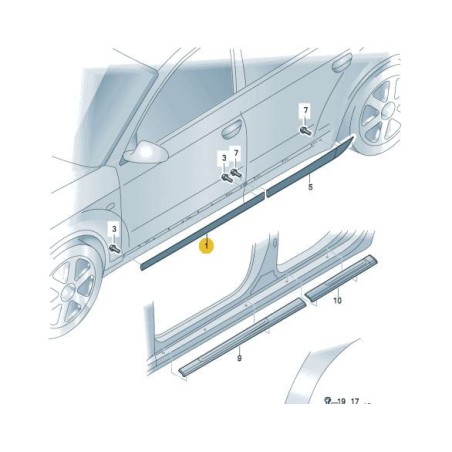 Moulure inférieure de porte avant Audi A6 C6 2005-2011