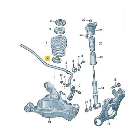 Caoutchouc inférieur pour ressort de suspension arrière Audi A6 C6 2005-2011