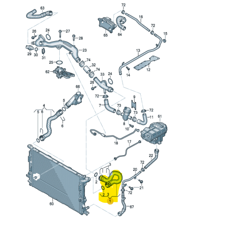 Durite supérieure de radiateur gauche 3.0 essence TFSI Audi A6 A7 2015-2018