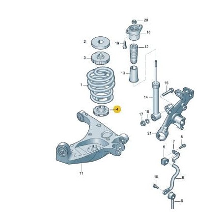 Support inférieur de ressort de suspension arrière AUDI A4 Seat Exeo