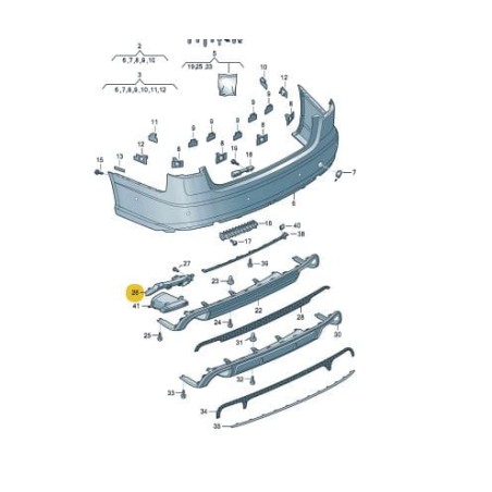 Support de fixation pare-chocs arrière Audi A6 C7 FL S-line 2014-2018