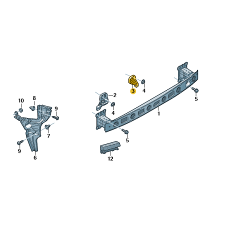 Support de fixation du pare-chocs arrière Audi A3 Hatchback 2017-2020 | 2020-