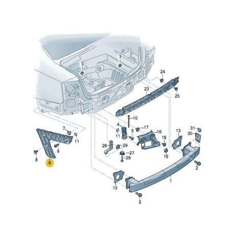 Support de fixation du pare-chocs arrière Audi A6 C7 FL 2015-2018 AVANT