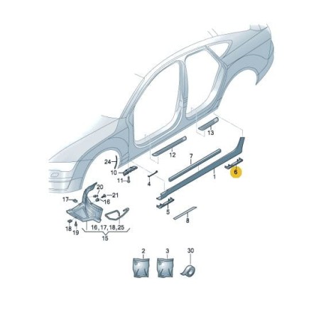 Cache de garniture de patin de cric arrière Audi A6 C7 FL 2015-2018