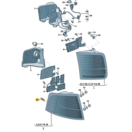 Vis de fixation du feu arrière Audi A8 D3 2004-2010