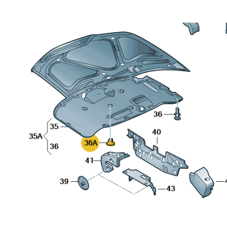 Absorbeur de son pour capot moteur - clip central Audi A4 A5