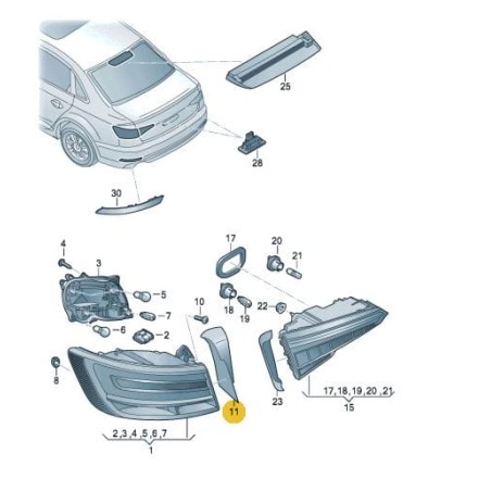 Cache de garniture de feu arrière Audi A4 B9 limousine 2015-