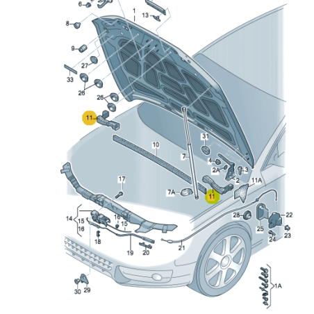 Joint d'étanchéité sous capot Audi A4 B8 FL 2013-2015