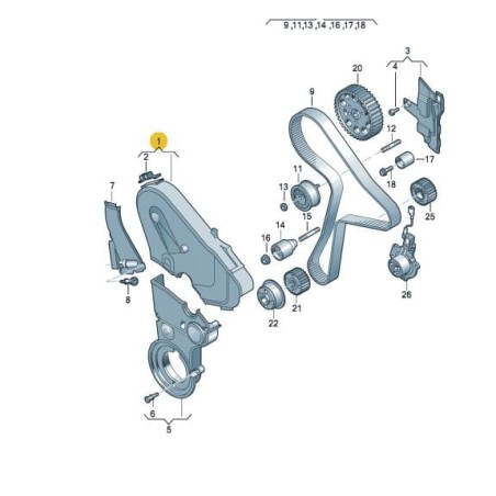 Cache supérieur de courroie de distribution 2.0 TDI Audi A4 A5 A6 Q5