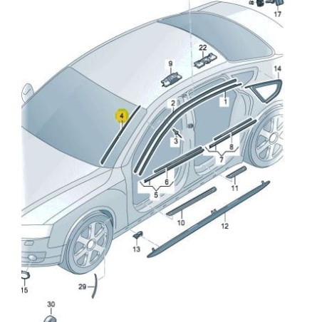 Moulure de pare-brise Audi A7 2011-2018