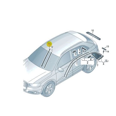 Moulure de drainage latéral du pare-brise Audi Q3 2012-2018