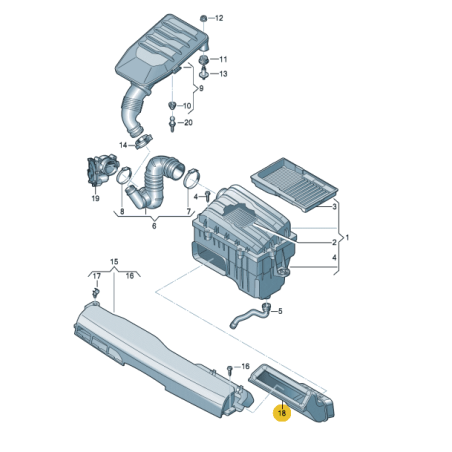 Guide d'air du filtre à air 1.0 TSI VW Polo 2018- | SKODA Fabia IV 2022