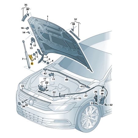 Cache de protection de charnière de capot 2015- VW Passat B8