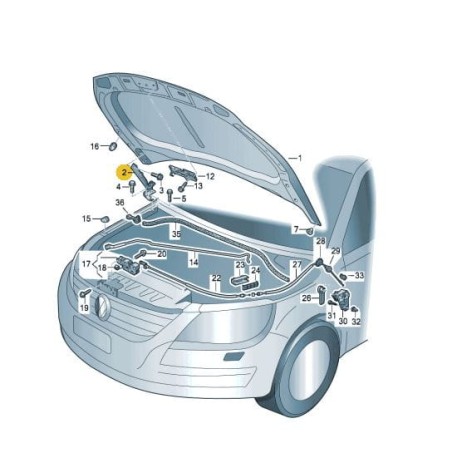 Charnière de capot VW Tiguan 2008-2015