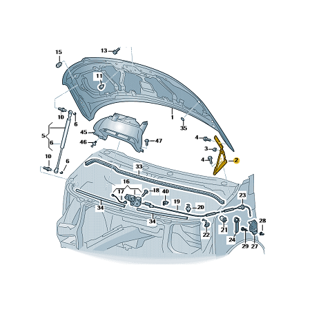 Charnière de capot VW Transporter Multivan Caravelle T6 T6.1