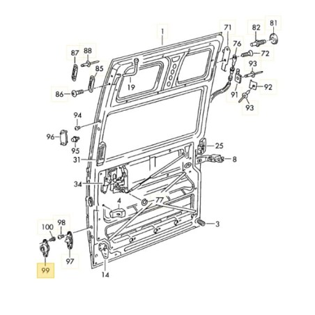 Plaque de verrouillage porte coulissante VW T4 1991-2004