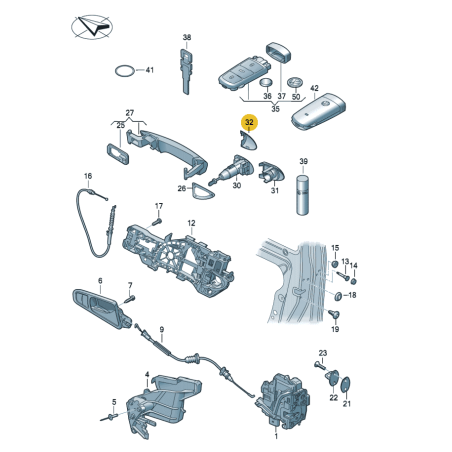 Cache de poignée de porte apprêté Volkswagen Passat B6 B7 CC