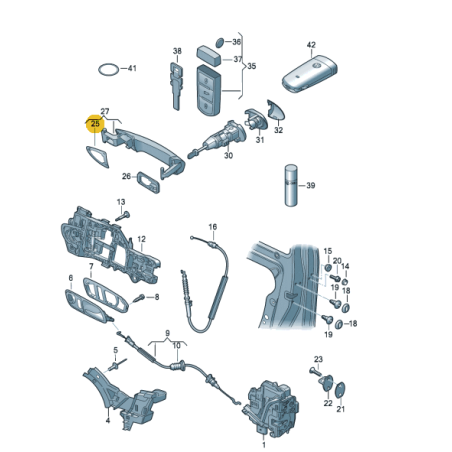 Joint de poignée de porte extérieure VW Passat B6 B7 CC