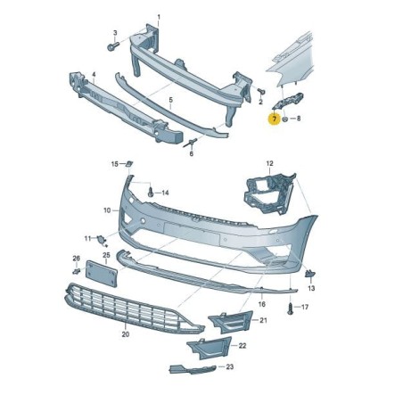 Support de fixation pare-chocs avant VW Golf Sportsvan