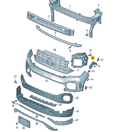 Support de fixation pare-chocs avant VW T-Cross