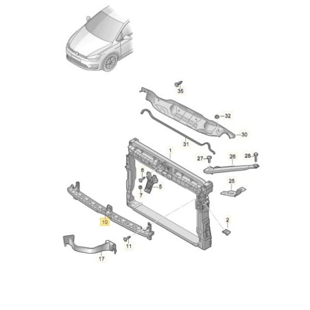 Support de fixation central du pare-chocs avant VW Golf Sportsvan 2014-2020