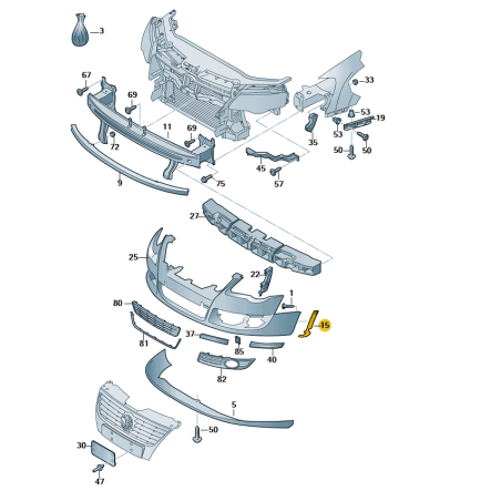 Guide de couverture de pare-chocs avant VW Passat B6 2005-2011