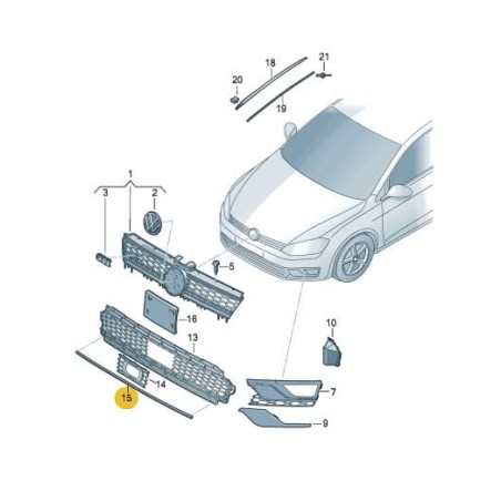 Grille inférieure de pare-chocs avant VW Golf VII Alltrack 2014-2020
