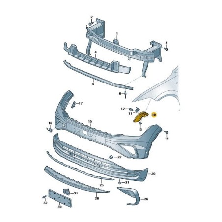 Support de pare-chocs avant VW Tiguan 2016-