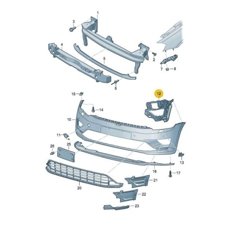 Support de montage du pare-chocs avant VW Golf Sportsvan 2014-2020