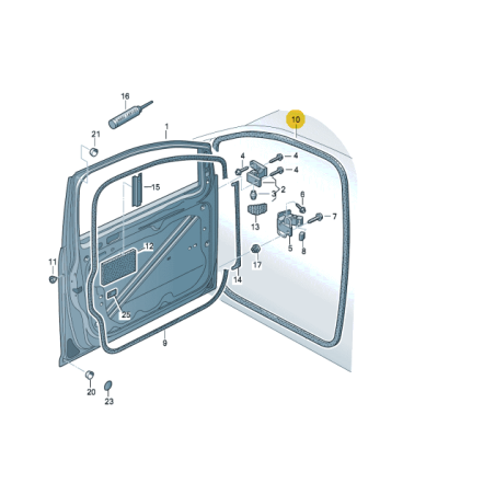 Joint d'étanchéité de carrosserie de porte avant VW Caddy 2008-2020