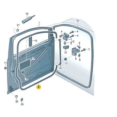 Joint extérieur de porte avant en caoutchouc VW Caddy 2004-2020