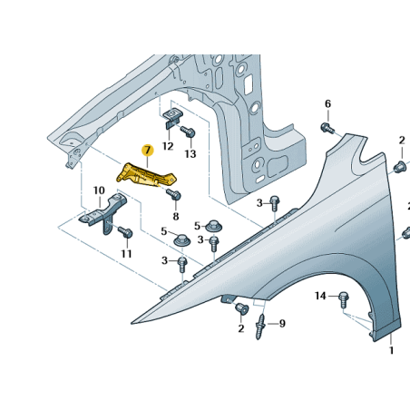 Support de fixation d'aile avant VW Golf VIII 8 2020-