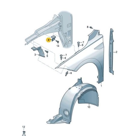 Support de fixation aile avant VW Polo 2018-