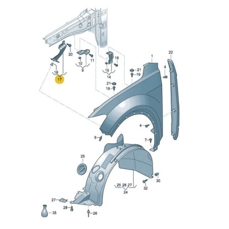 Support de fixation d'aile avant VW T-Roc