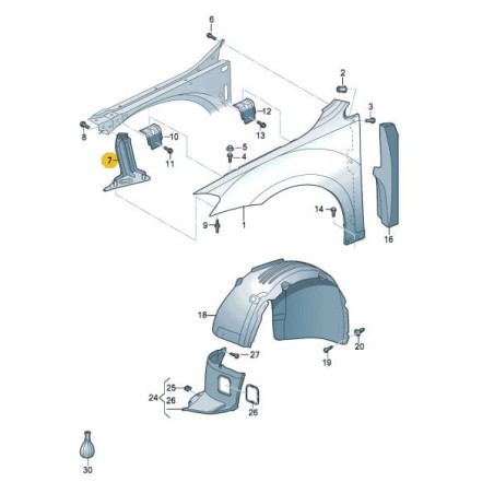 Support d'aile avant VW Golf Sportsvan